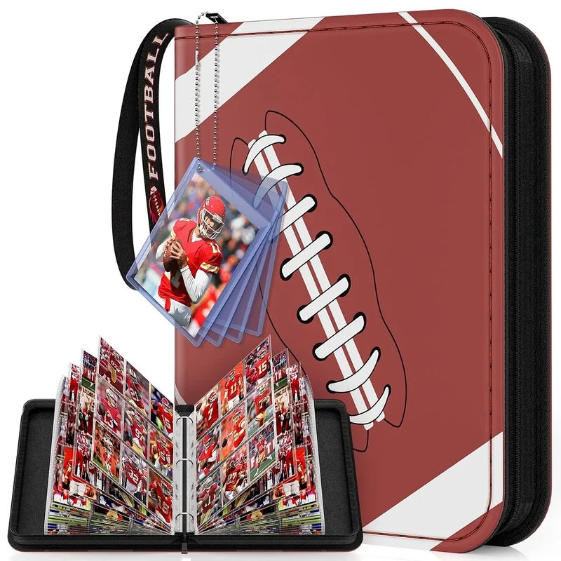 Mlikero 720 Pockets Football Card Binder, Sports Card Binder with Card Display Design, Premium Card Ablums with Sports Pattern Wristband Fit for Football Cards 2026