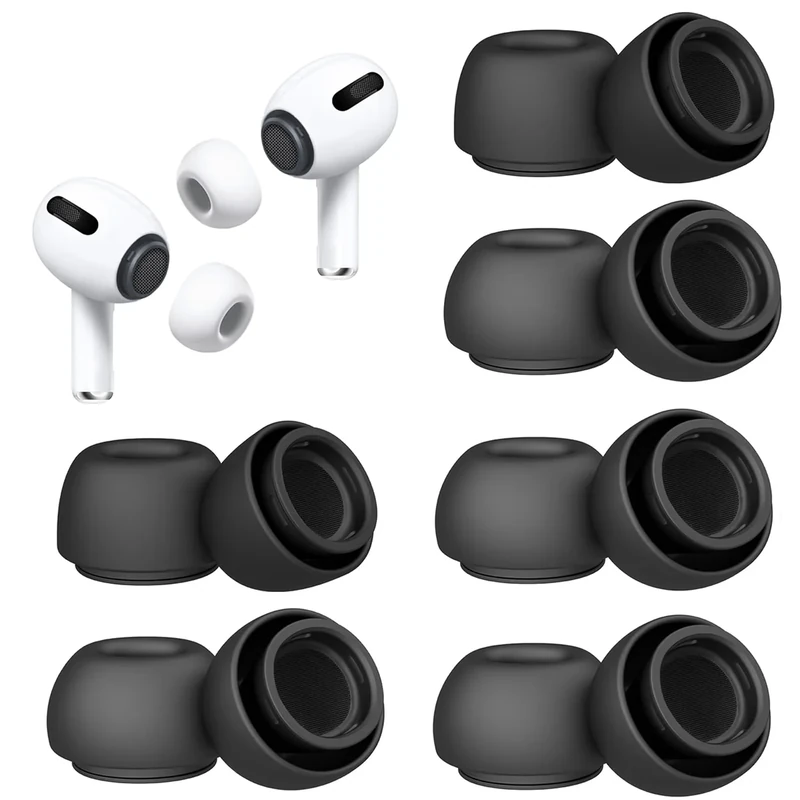 Polislime 6 Pairs Replacement Ear Tips for AirPods Pro 2nd/1st Generation with Cleaner kit,Noise Reduction Holewith & Built-in dust Guard Screen, Silicone Ear Tips for USB-C Charging Case (S/M/L)