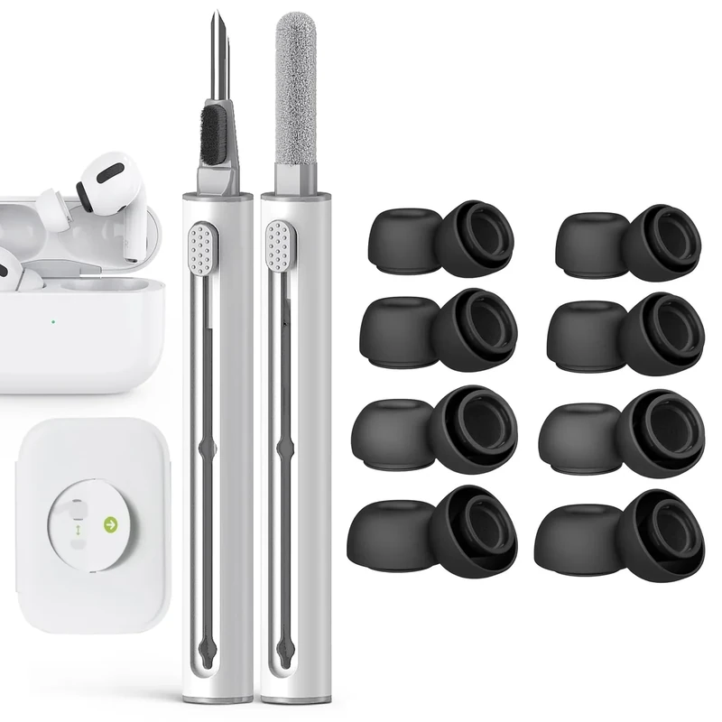 Pohgelan AirPods Pro Ear Tips - 4 Sizes, Noise Holes, Dust Guard, USB-C