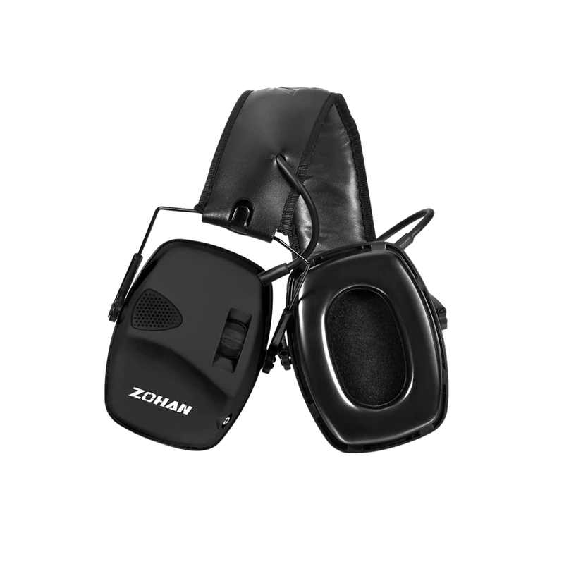 ZOHAN EM054 Electronic Ear Protection for Shooting Range with Sound Amplification Noise Reduction, Plus Soft Silicone Ear Pads (Black-GJ)