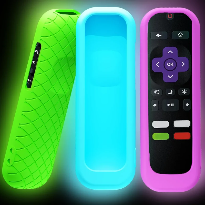 GMXT 3-Pack Roku Remote Cover - Silicone Sleeve with Glow-in-Dark