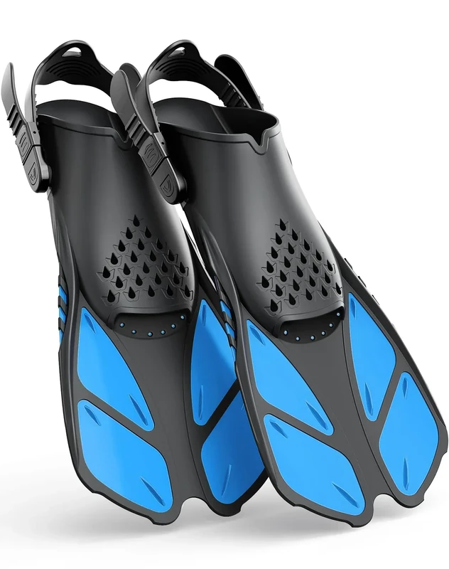 Greatever Snorkel Fins Adjustable Buckles Open Heel Swim Flippers Travel Size Short Swim Fins for Snorkeling Diving Swimming Adult Men Womens