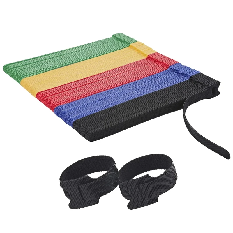 NBTORCH 150 PCS Fastening Cable Ties Reusable, Multi-purpose 8 in Cable Management Ties with Hook and Loop, Adjustable Cord Ties for Organizing Home, Office and Data Centers, 5 Colors