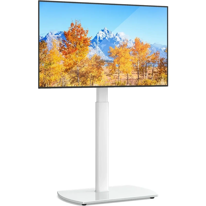 YOMT Universal TV Floor Stand - Swivel Height Adjustable for 27-70" TVs, White