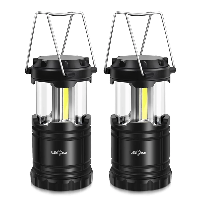 ILEEDear LED Camping Lantern, Battery Operated Lights, Adjustable Brightness for Camping, Emergencies, Power Outages, Outdoor Collapsible Lanterns, 2 Pack - Image 1