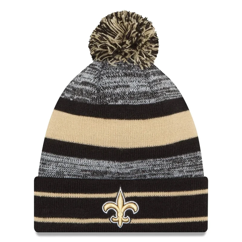 New Era Unisex-Adult NFL Official Sport Knit Classic Cuffed Knit Pom Beanie Hat (New Orleans Saints)