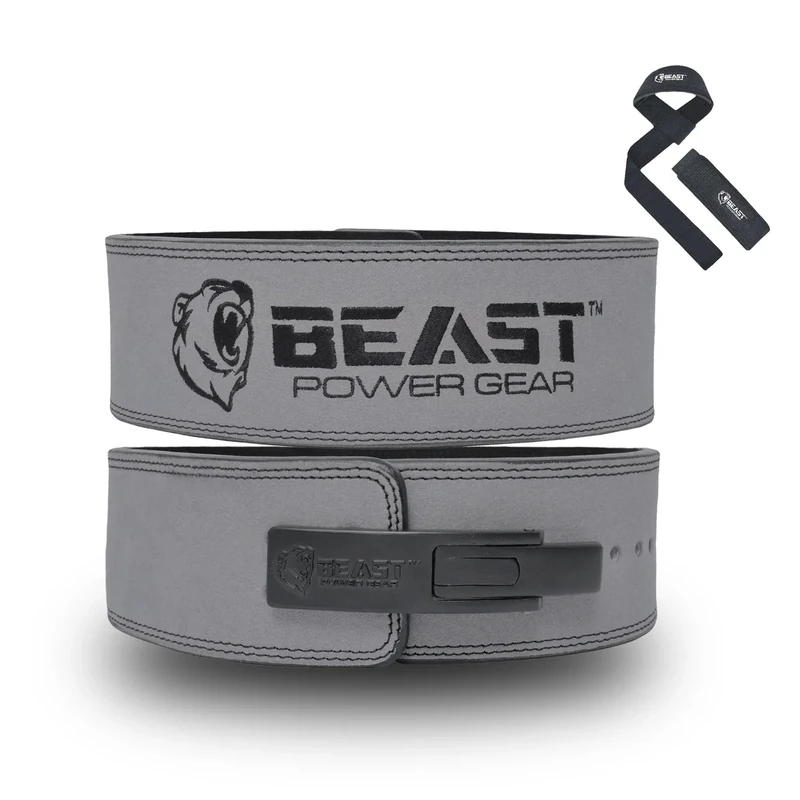 Beast Power Gear Weight Lifting Belt Lever Buckle 10MM 13MM Thick & 4 Inches Free Strap Weightlifting, Powerlifting, Deadlifts, Squats Men Women