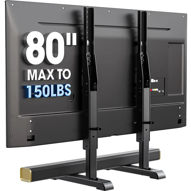 AX WABER TV Stand - 7 Height Levels, VESA 800x500, 150 lb, Black