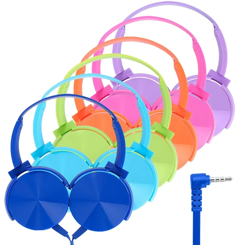 Wensdo Kids Headphones for School Classroom Bulk 6 Pack Multi Colored Students Wired Headsets, Comfy Swivel Earphones, Library Airplane Online Learning & Travel, Noise Stereo Sound