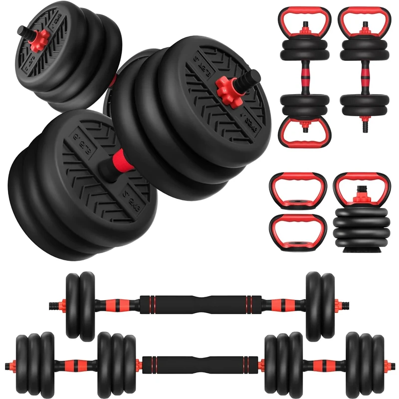 Adjustable Weights Dumbbells Set, Free Weights Workout Equipment Used as Barbell/Kettlebells/Push up Stand, Fitness Workout Equipment for Home Gym for Youth,Women/Men, 20lb (10lb*2)