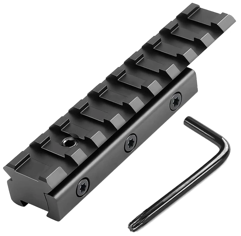 Bontok Dovetail to Picatinny Rail Adapter, 11mm Dovetail to 21mm Upgraded Build-in Locking Screws Picatinny Rail Low Profile Scope Mount Converter Base 3/8" to 7/8" Converter-9 Slots-Black-(2 Pack)