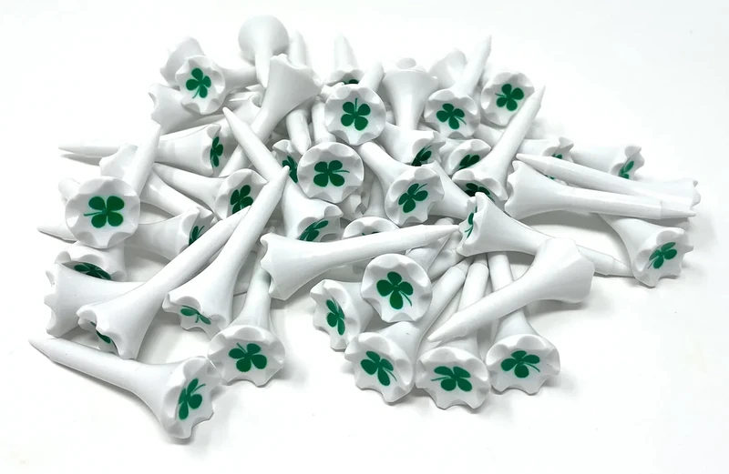 NorthPointe 1 ½” Plastic Golf Tees – Short Tees for Irons, Par Threes, Hybrids, and Driving Range - Pack of 50 or 100 Bulk in High Visibility White Durable Plastic (50, Shamrock, 1 1/2)