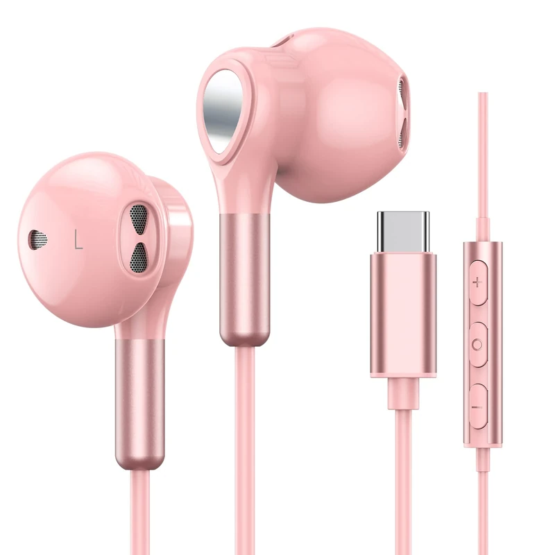 BENEWY USB-C Earphones with Mic - Compatible with Galaxy S24, iPhone 16, Pixel 8