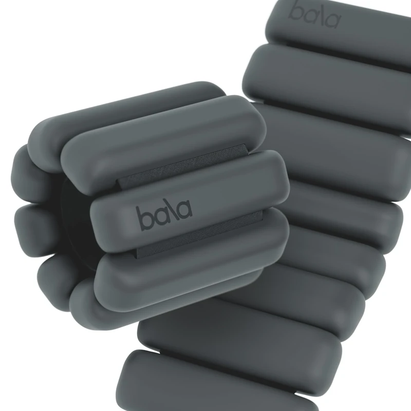 Bala Bangles Wrist & Ankle Weights - 2 lb Set Adjustable Weighted Bands for Women & Men - Silicone Arm & Leg Weights for Pilates, Yoga, Walking, Barre, Home Workout & Strength Training - Charcoal