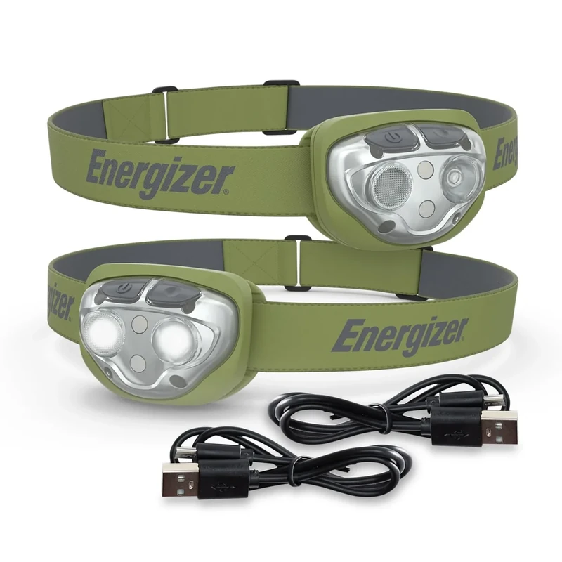 Energizer PRO-400 Headlamp Rechargeable (2-Pack), IPX4 Water Resistant Rechargeable Headlamp, Ultra Bright Multiple Light Modes Head Lamp, Camping, Running, Outdoors, Emergency Light, USB Included