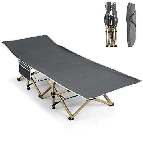 Fragess Folding Sleeping Cot for Adult, 28" Extra Wide Heavy Duty Camping Cot Max Load 600LBS with Carry Bag, Portable for Outdoor Camping/Office, Home Nap