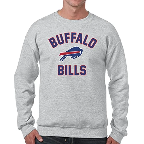 Team Fan Apparel NFL Adult Gameday Football Crewneck Sweatshirt - Cotton Blend - Stay warm, comfortable & stylish on game day (Buffalo Bills - Sport Gray, X-Large)
