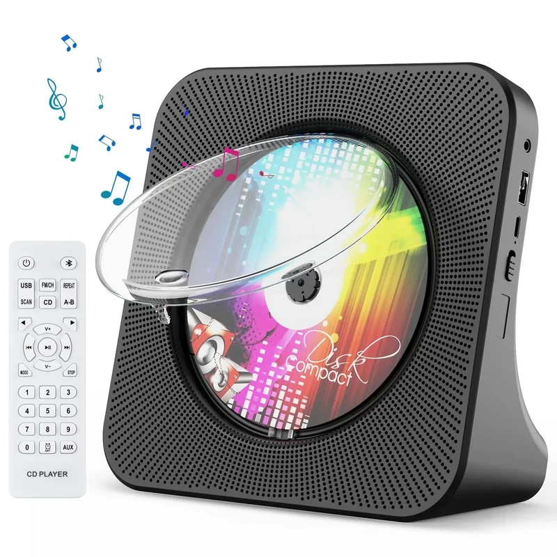 Gueray Portable CD Player Bluetooth 5.0 - HiFi Sound, Remote, FM Radio