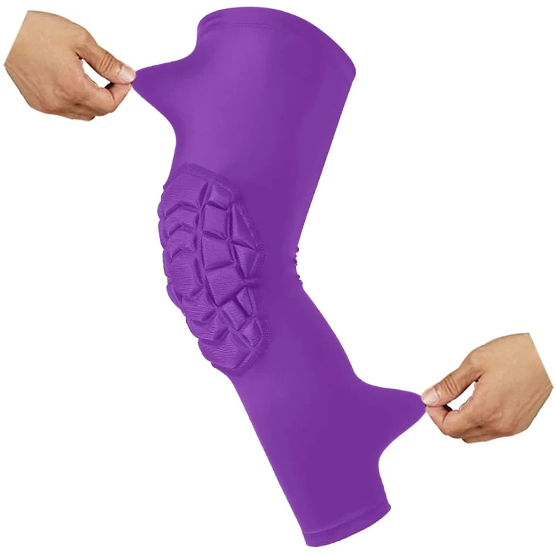 Knee Pads Compression Leg Sleeve Knee Sleeve for All Sports Wrestling Protector Gear, Youth & Adult Sizes, 1 Pair of Knee Paded(Purple_S_2 Packs)