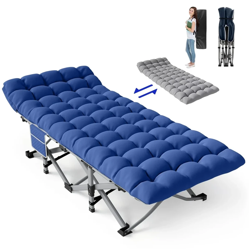 Slendor Folding Camp Cot for Adults - Portable Sleeping Cot with Mattress for Home, Office, Beach, Garden, Fishing - Max Load 800 lbs
