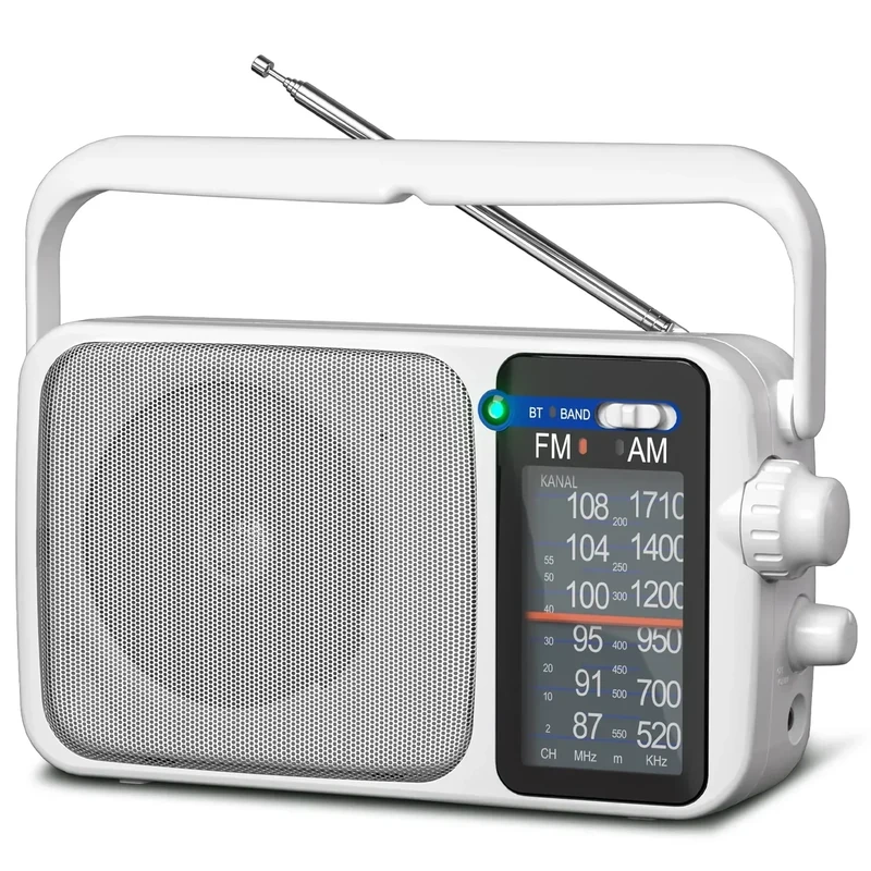 YOWGULF AM FM Radio with Best Reception,Bluetooth Portable AM FM Transistor Radio,Battery Operated or AC Power,Large Dial,Headphone Jack, Gifts for Seniors Elderly