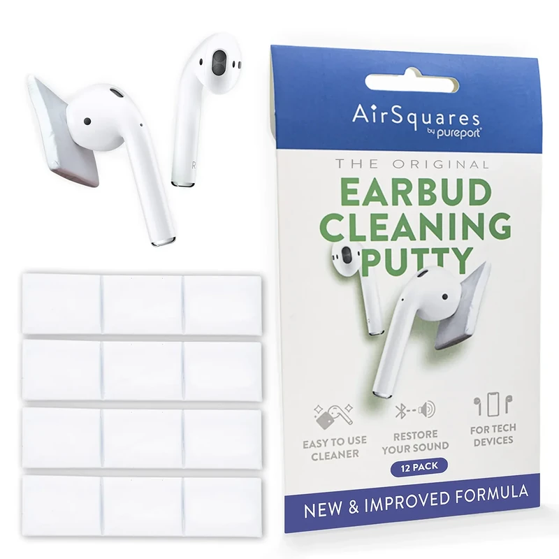 AirSquares Earbud Cleaning Putty - 12 Pack - Remove Wax, Dirt & Gunk