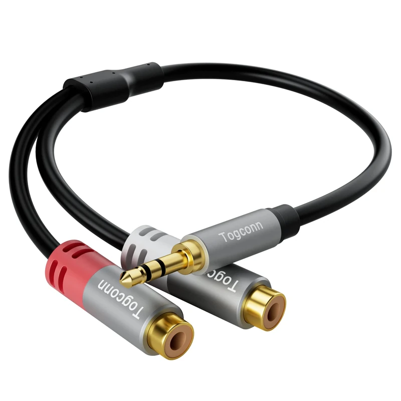 3.5mm to 2 RCA Audio Y-Splitter Cable 0.6 Feet, 1/8 Inch (3.5mm) TRS Stereo Male to Dual RCA Female Hi-Fi Sound Auxiliary Y Adapter Converter Connector for iPhone, Tablet Computer, MP3, Speaker