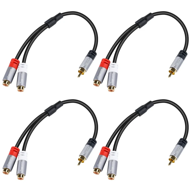 Togconn RCA Y-Adapter Splitter 4-Pack - 1 Male to 2 Female Cable
