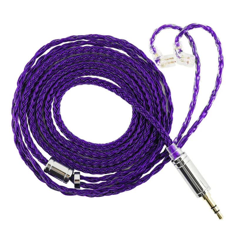 Linsoul Tripowin Zonie IEM Cable, 16 Core Silver Plated Earphone Upgraded Cords, 1.25m SPC in Ear Monitor Cable for ZS10 PRO 2 AS10 PRO ZSN PRO X Wan’er SIMGOT EM6L(Recessed 2pin, 3.5mm)(Violet)