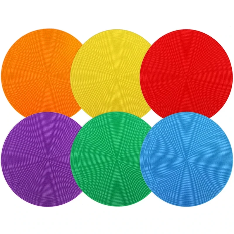 Emhumn 4inch & 9inch Poly Spot Markers for Agility Dot for Gym/PE Training, Dance, 6/12/24 Pcs Round Multiple Color & Size Rubber Non-Slip Spot Marker for Games, Floor Dots and Sport Activities