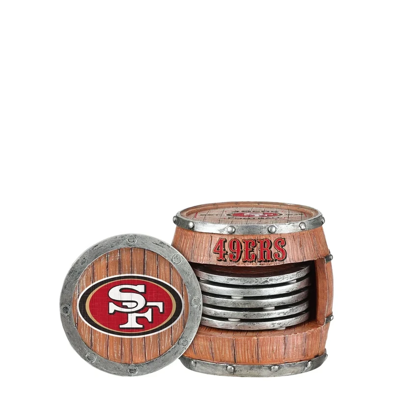 FOCO San Francisco 49ers NFL 5 Pack Barrel Coaster Set