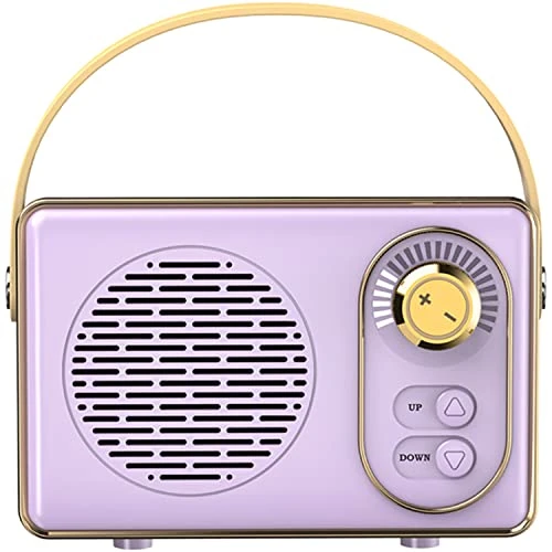 SpringFlora Retro Bluetooth Speaker, Wireless Vintage Small Speaker, Hands-Free Call, 500mA Battery, TF Card, Aux Line, Water-Proof for iOS Android Smartphone Home Office Gift Ideas (Purple)