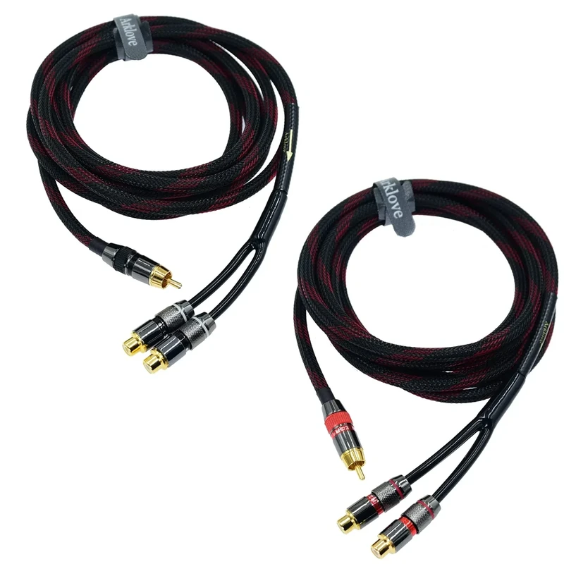 Arklove 15ft Shielded RCA Splitter - 2 Pack Gold Plated 24K