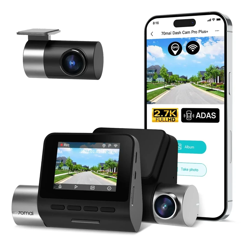70mai A500S Dash Cam 2.7K Front + 1080P Rear - IMX335, WiFi GPS, ADAS