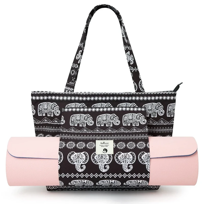 WLLWOO WLLWOO Yoga Bags for Women with Yoga Mats Bags Carrier Carryall Canvas Tote for Pilates Shoulder for Travel Office Beach Workout