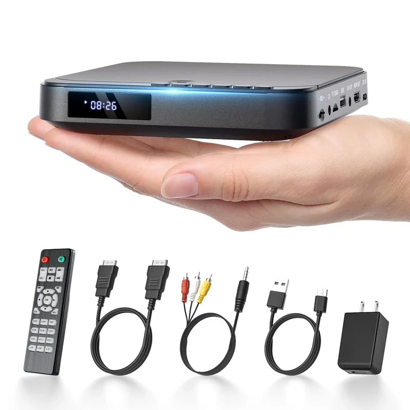 Desobry Mini DVD Player HDMI - 1080P HD, All Region, USB/TF, Remote