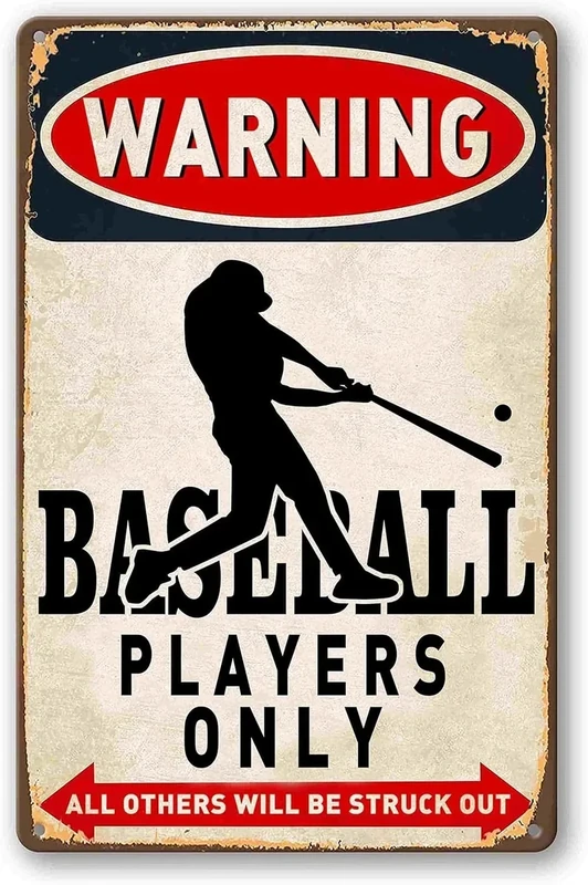 Vintage Baseball Wall Decor Sign - Metal Art for Boys Room Decor, Gift for Baseball Lovers - Perfect for Sports Themed Bedroom Decor, 8 x 12 Inch (928) - Image 1