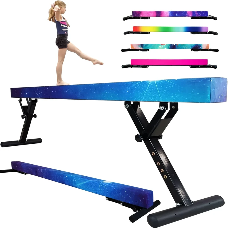 FC FUNCHEER 8FT Adjustable Balance Beam,high and Lower Floor Beam for Home Training,Height Adjust from 7" to 29",Gymnastic Beam for Kids with Weight Limit 500 LBS … (Aurora Green, 7”-29“)