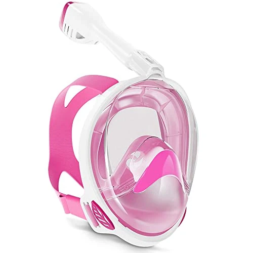 Jwintee Full Face Snorkel Mask, Diving Mask for Kids and Adults,180° Panoramic View Snorkel Mask with Camera Mount, Safe Breathing, Anti-Leak&Anti-Fog