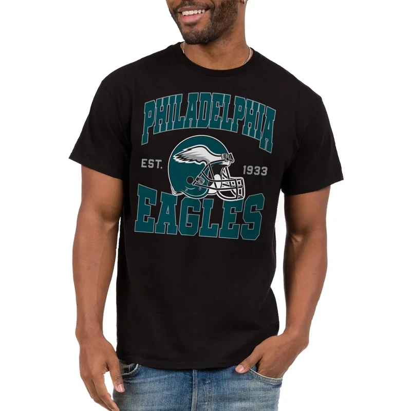 Junk Food NFL - Philadelphia Eagles - Team Helmet - Officially Licensed Adult Short Sleeve Fan Tee for Men and Women