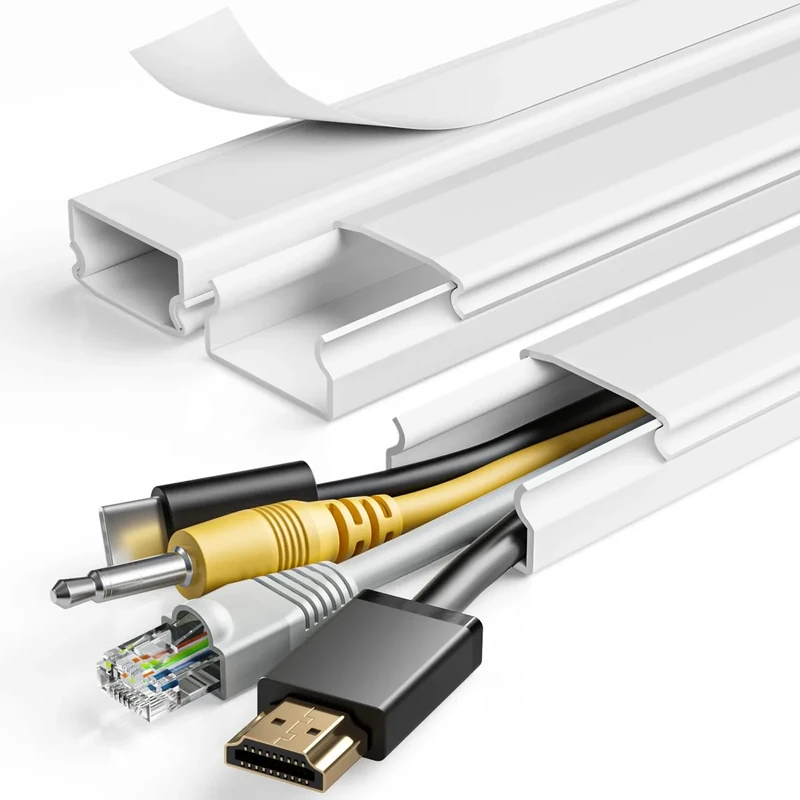 Yecaye 42in TV Cord Hider - White Cable Cover for 4 Wires, 1.18x0.6in