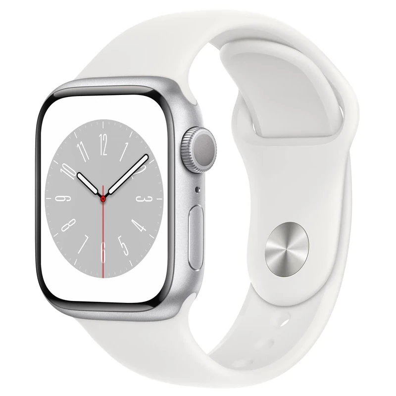 Apple Watch Series 8 GPS 41mm Aluminum - White Sport Band Renewed