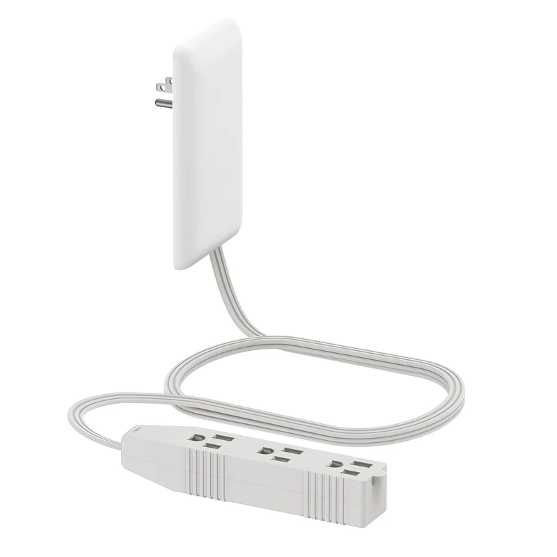 LIDER Outlet Extender with 3ft Cord, 3 Receptacles, Ultra-Thin White