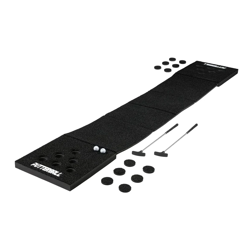 PutterBall Golf Game Set The Original - Includes 2 Putters, 2 Golf Balls, Black Putting Mat, Hole Covers - Best Backyard Party Game Set