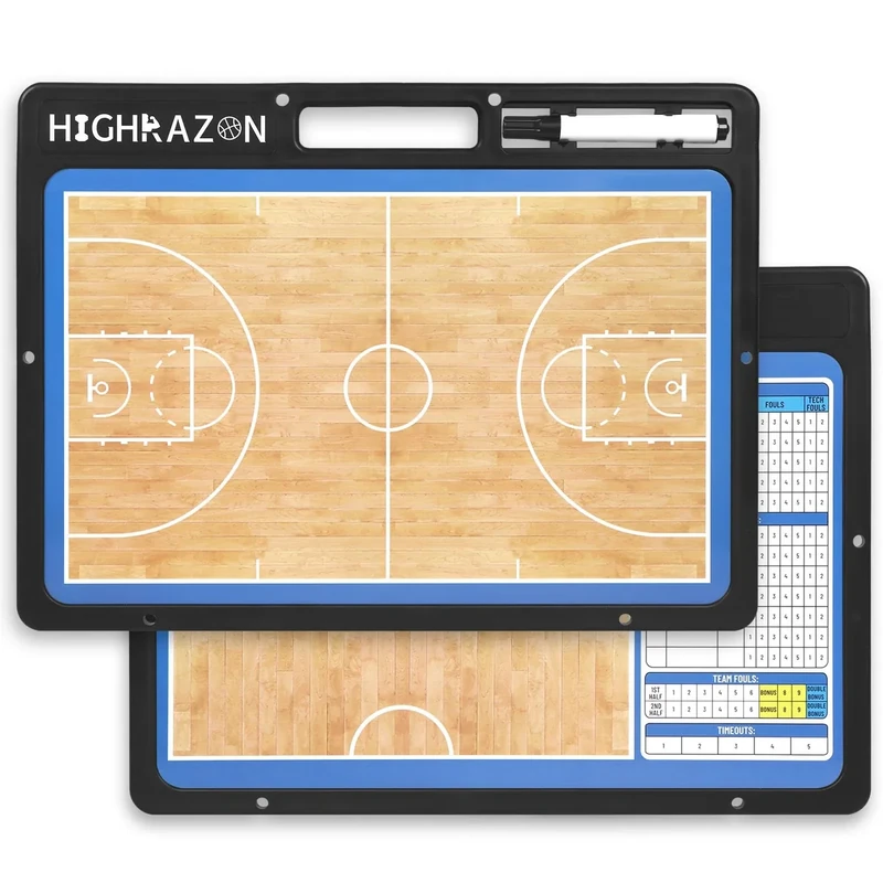 HIGHRAZON Dry Erase Basketball Clipboard for Coach, Premium Tactical Basketball Coaching Board, Double Sides Full & Half Court Dry Erase Board with Marker