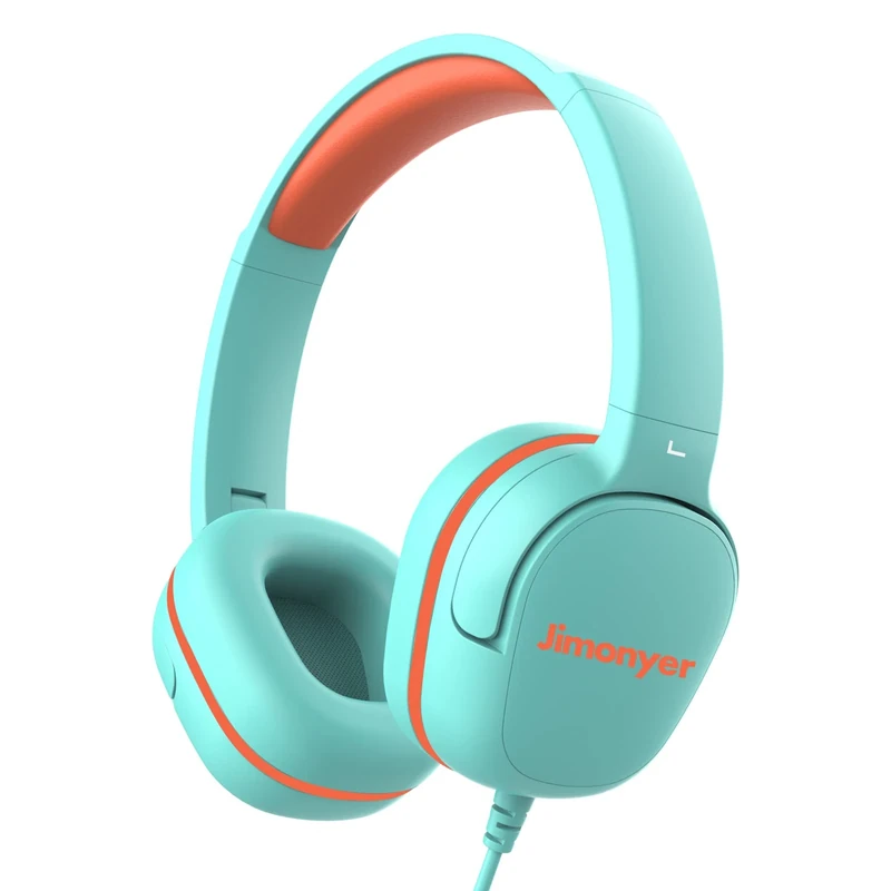Jimonyer Kids Headphones for School, 3.5mm Jack Wired Headphones for Kids with Safe Volume Limiter, HD Stereo Sound On-Ear Girls Boys Toddler Headphone for Tablet, iPad, Kindle(Green)