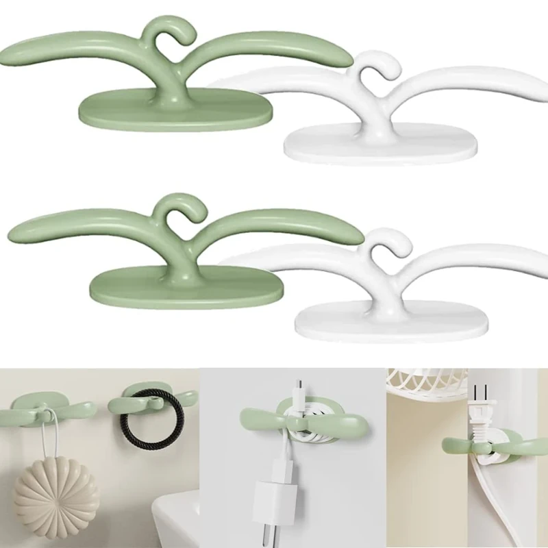 soputry Self-Adhesive Desktop Socket Fixer, Adhesive Punch Free Socket Holder Cable Management Punch Free Surge Protector, Desktop Mountable Plug-in Socket Fixer Bracket Stand (Cord Wrapper-4pcs)