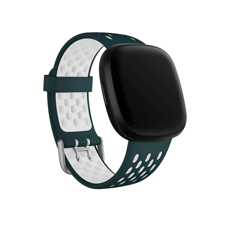 Seleek Replacement Bands Compatible with Fitbit Versa 3 / Versa 4 / Sense/Sense 2, Silicone Adjustable Classic Accessory Wristband Fitness Straps for Women Men（Small，Slate+White）