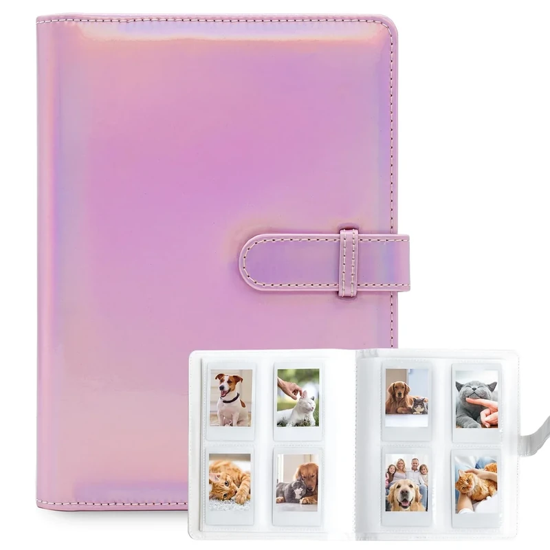 128 Pockets Mini Photo Album for Fujifilm Instax Mini Camera, Polaroid Snap, Z2300, SocialMatic Instant Cameras & Zip Instant Printer (Magic Pink) - Image 1