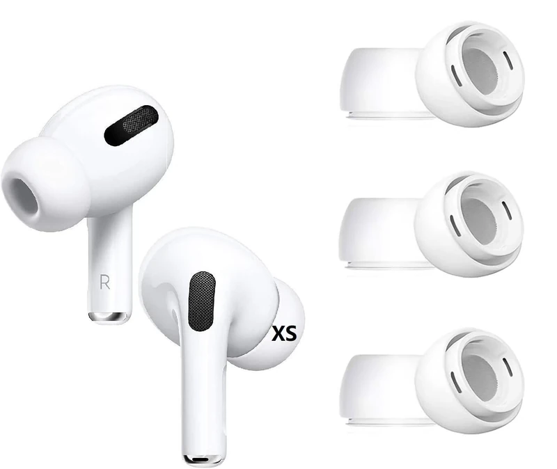 BLLQ XS Size Ear Tips Earbuds Covers Ear Caps Eartips Earpads Compatible with Apple AirPods Pro 2 and AirPod Pro 1, Silicone Tips, Fit in Case, 3 Pairs White XS